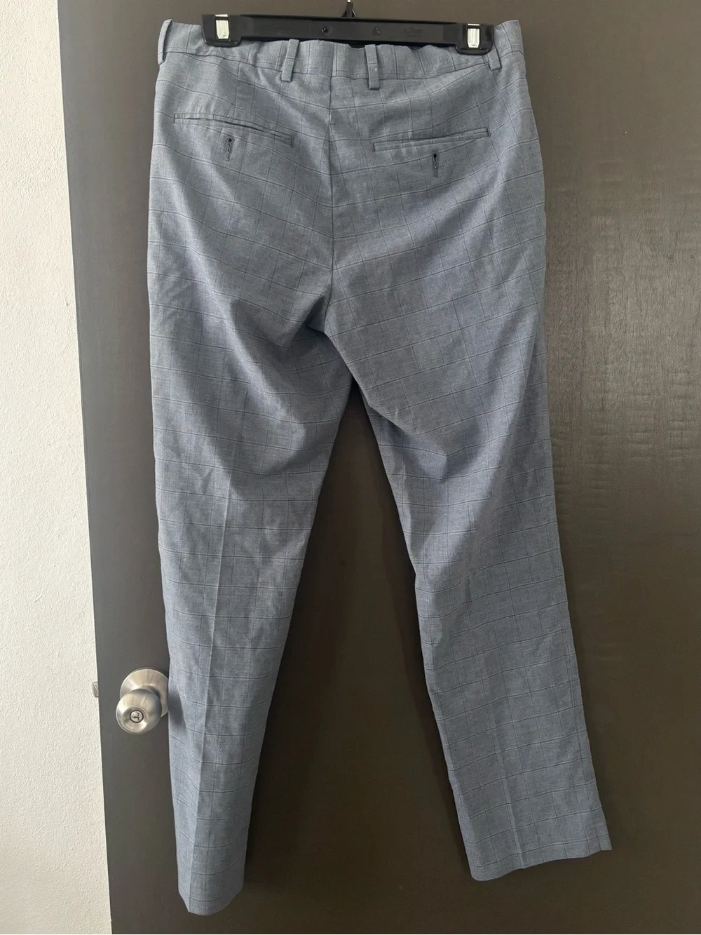 Men's 32x32 Grey Windowpane Dress Pants - Slim fit